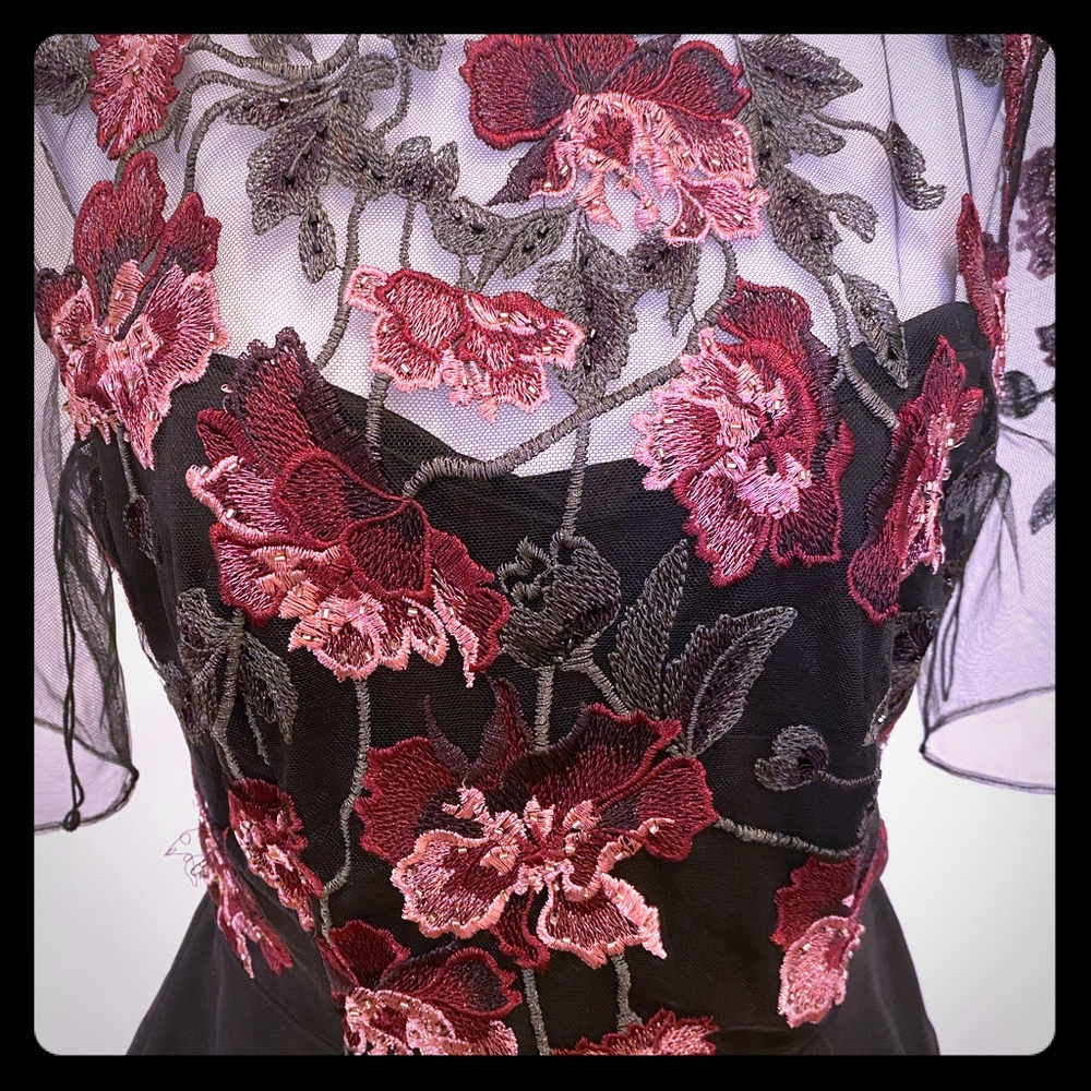 Adrianna Papell black dress with flower lace top